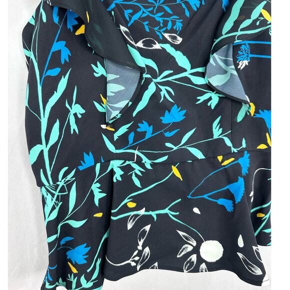 PARKER Jess Floral Print Sleeveless Top Blue Green Ruffle Blouse Size Small NWT - Picture 3 of 9